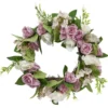 Couronne fleur artificielle mini rose blanche et rose Ø35cm