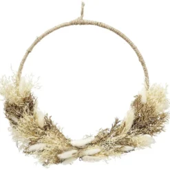 Couronne fleurs séchées et graminées Ø32cm