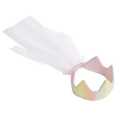 Couronne rose avec voile pour déguisement fille L47,5cm