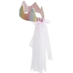Couronne rose avec voile pour déguisement fille L47,5cm