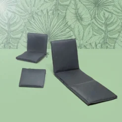 Coussin bain de soleil gris anthracite à nouette 55xL185cm