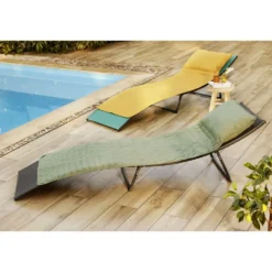 Coussin bain de soleil repose-tête intégré vert 60xL180cm