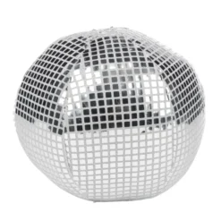 Coussin boule à facette polyester argenté Ø26xH26cm