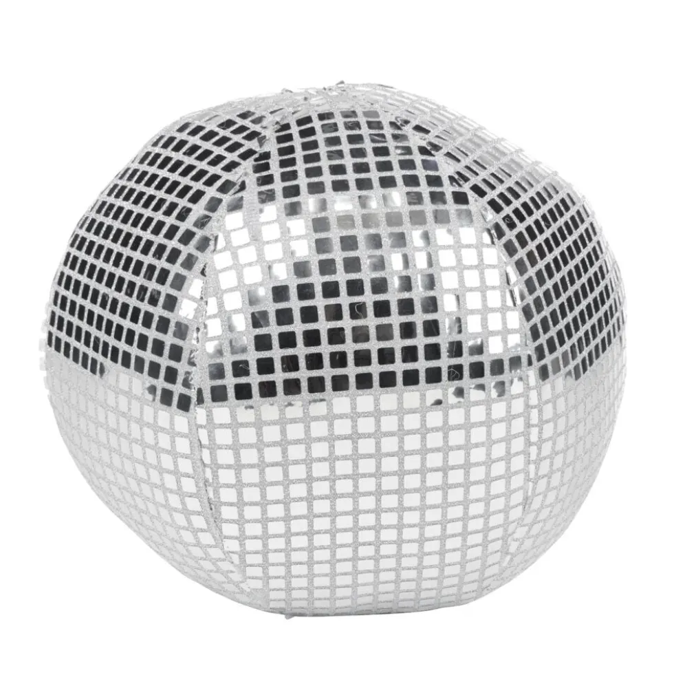 Coussin boule à facette polyester argenté Ø26xH26cm