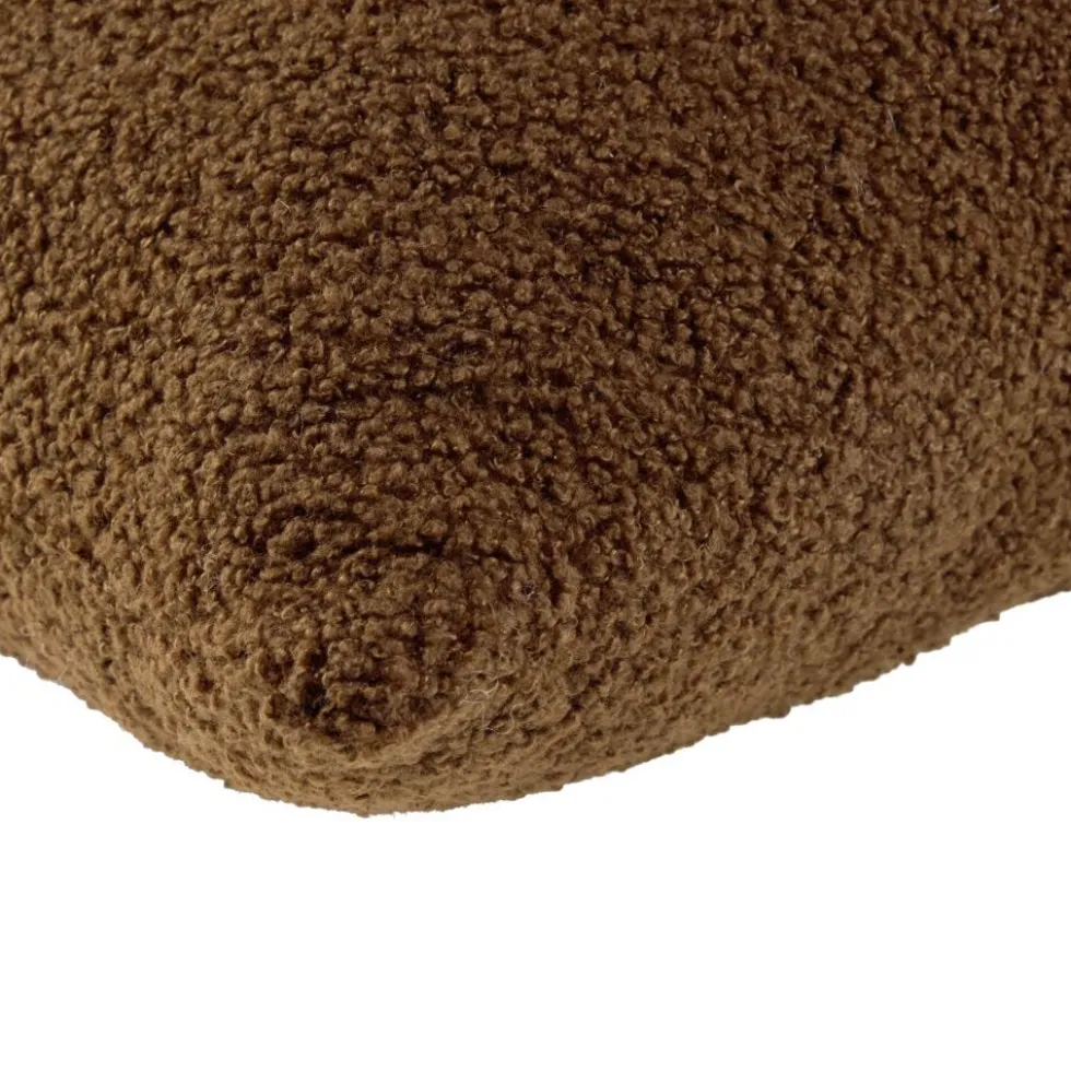 Coussin carré bouclette marron foncé 45x45cm