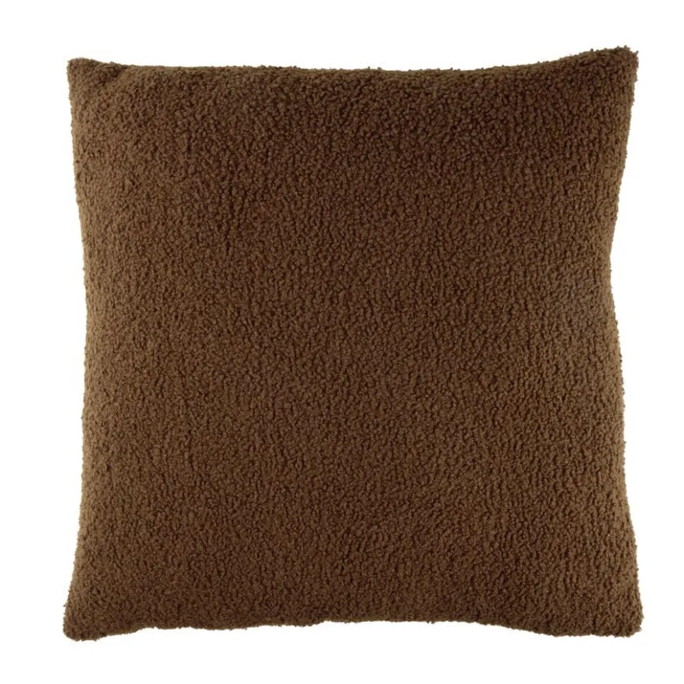 Coussin carré bouclette marron foncé 45x45cm