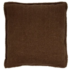 Coussin carré bouclette uni 60x60cm (2 modèles rouge ou marron)