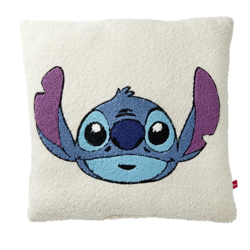 Coussin carré Disney bouclette motif personnage brodé 40x40cm (2 modèles)