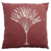 Coussin carré déperlant rouge motif palmier blanc 40x40cm