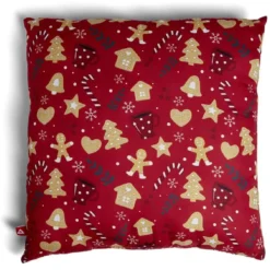 Coussin carré Noël motif biscuit sucre d'orge rouge 40x40cm