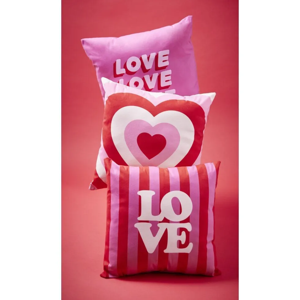Coussin carré thème amour rouge et rose 40x40cm (3 modèles)