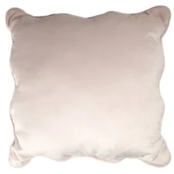 Coussin carré velours bords vague rose 40x40cm