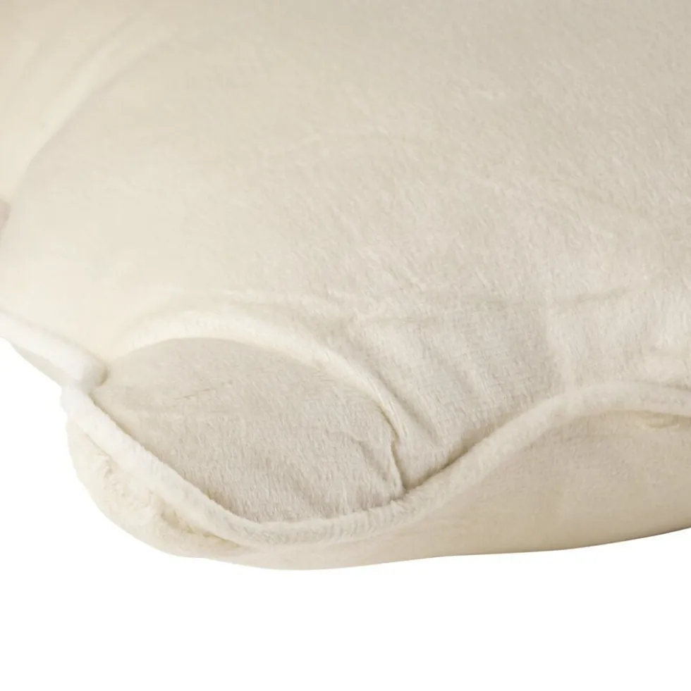 Coussin carré velours bords vague beige 40x40cm