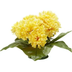 Coussin chrysanthème artificiel 15 têtes jaune