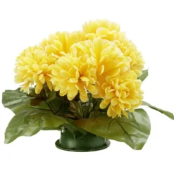 Coussin chrysanthème artificiel 15 têtes jaune