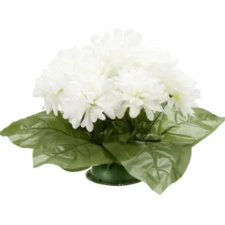 Coussin chrysanthème artificiel 15 têtes blanc