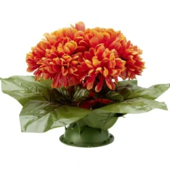 Coussin chrysanthème artificiel 15 têtes orange