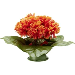 Coussin chrysanthème artificiel 15 têtes orange