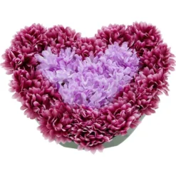 Coussin Chrysanthème artificiel forme coeur violet
