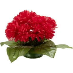 Coussin chrysanthème artificiel 15 têtes rouge