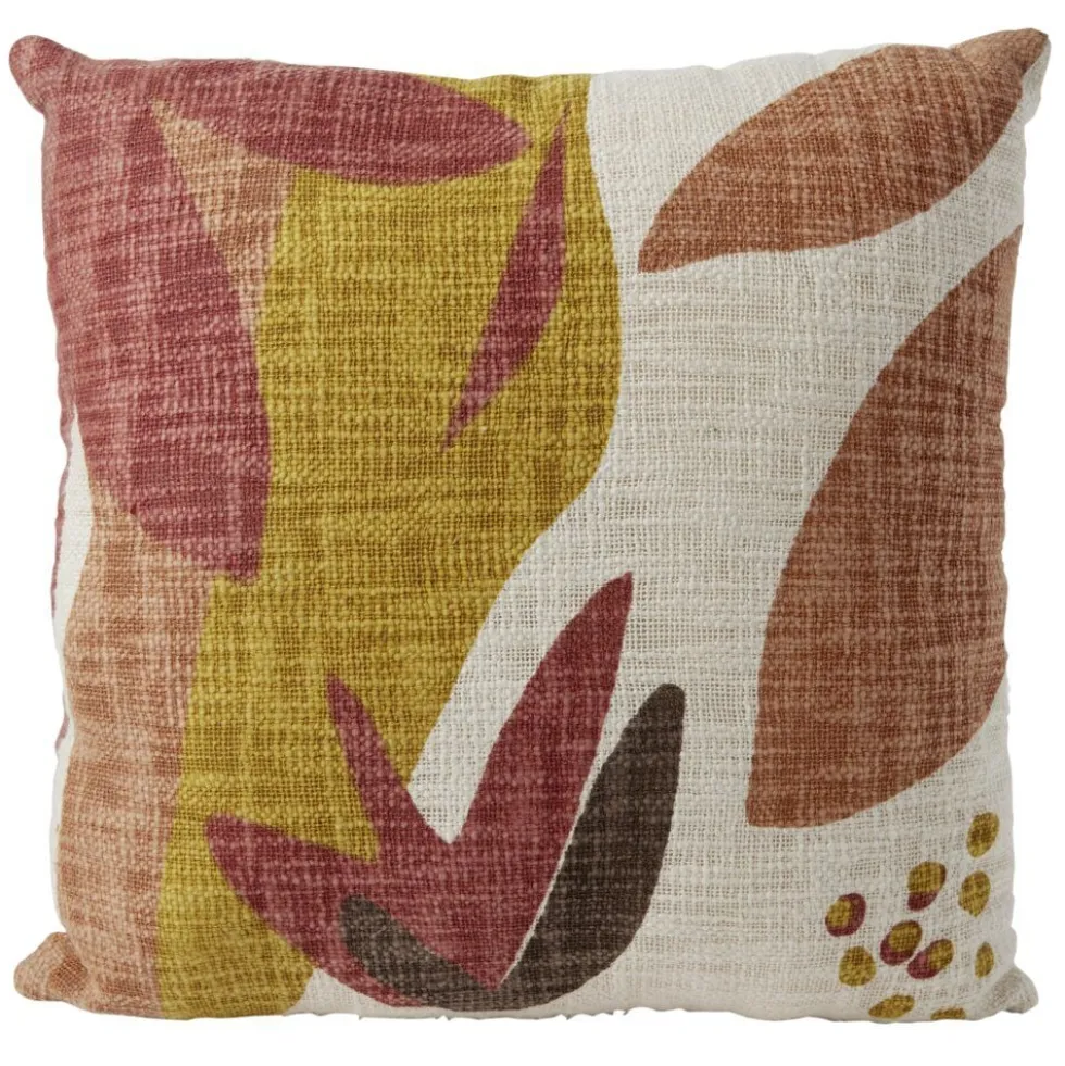 Coussin déco art floral 45x45cm orange