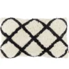 Coussin déco chevron tufté 30x50cm beige et noir