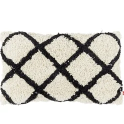Coussin déco chevron tufté 30x50cm beige et noir