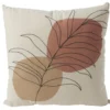 Coussin déco feuille 45x45cm beige et orange