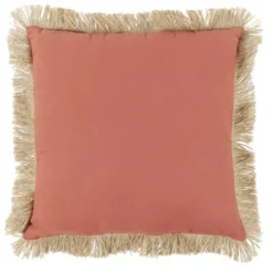 Coussin déco franges jute 45x45cm rouge