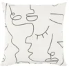 Coussin déco line art visage 45x45cm blanc et noir