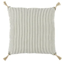 Coussin déco marinière et pompons 45x45cm