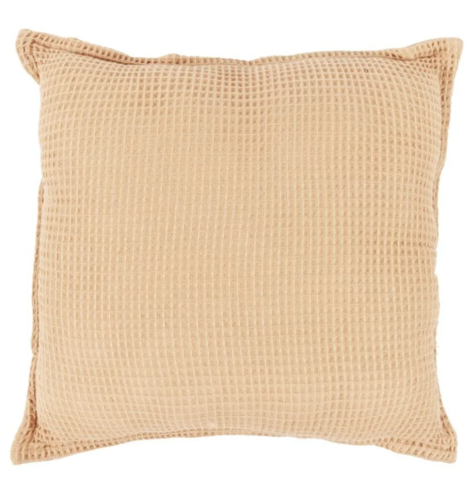 Coussin déco nid d'abeille 45x45cm orange