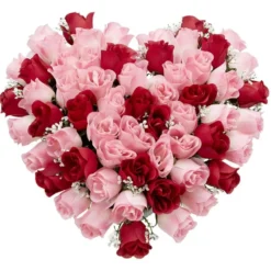 Coussin de fleurs forme coeur - Plante artificielle rose