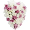 Coussin de fleurs forme coeur - Rose artificielle rose blanc