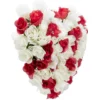 Coussin de fleurs forme coeur - Rose artificielle rouge blanc