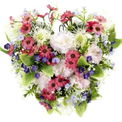 Coussin de fleurs forme coeur - Fleurs artificielles - Rose