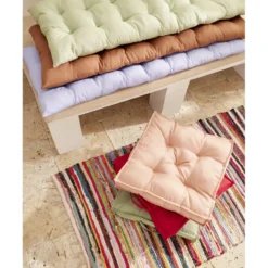 Coussin de sol assise carrée matelassée vert 45x45cm