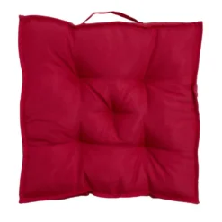 Coussin de sol assise carrée matelassée rouge 45x45cm