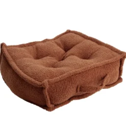 Coussin de sol carré bouclette terracotta 45x45cm