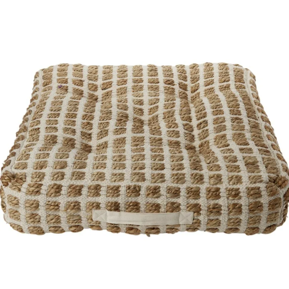 Coussin de sol à carreaux 50x50cm beige