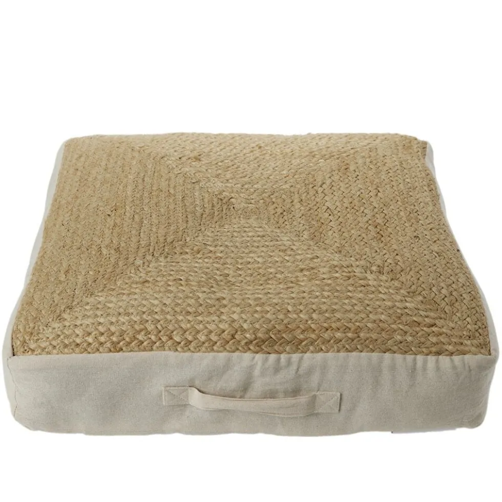 Coussin de sol carré jute 50x50cm beige