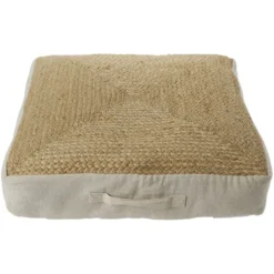 Coussin de sol carré jute 50x50cm beige