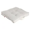 Coussin de sol carré motif feuillage blanc écru 40x40cm