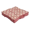 Coussin de sol carré rouge terracotta motifs blancs 40x40cm