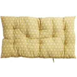 Coussin de sol rectangulaire jaune moutarde motifs pois blancs 60x120cm