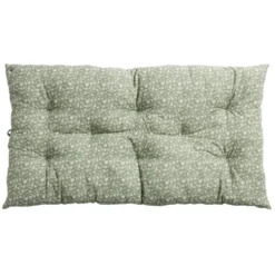 Coussin de sol rectangulaire vert sapin motif floral blanc 60x120cm