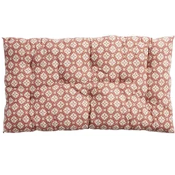 Coussin de sol rectangulaire rouge terracotta motifs blancs 60x120cm