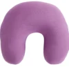 Coussin de voyage microbilles support nuque ergonomique rose 28x28cm