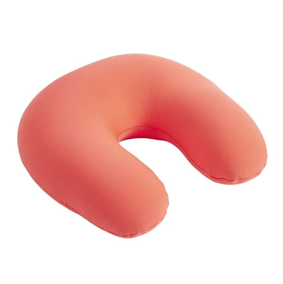 Coussin de voyage microbilles support nuque ergonomique orange 28x28cm