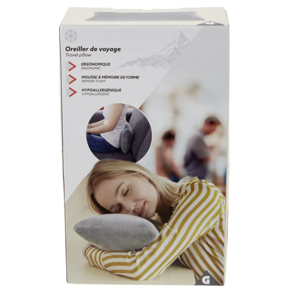 Coussin de voyage mémoire de forme gris